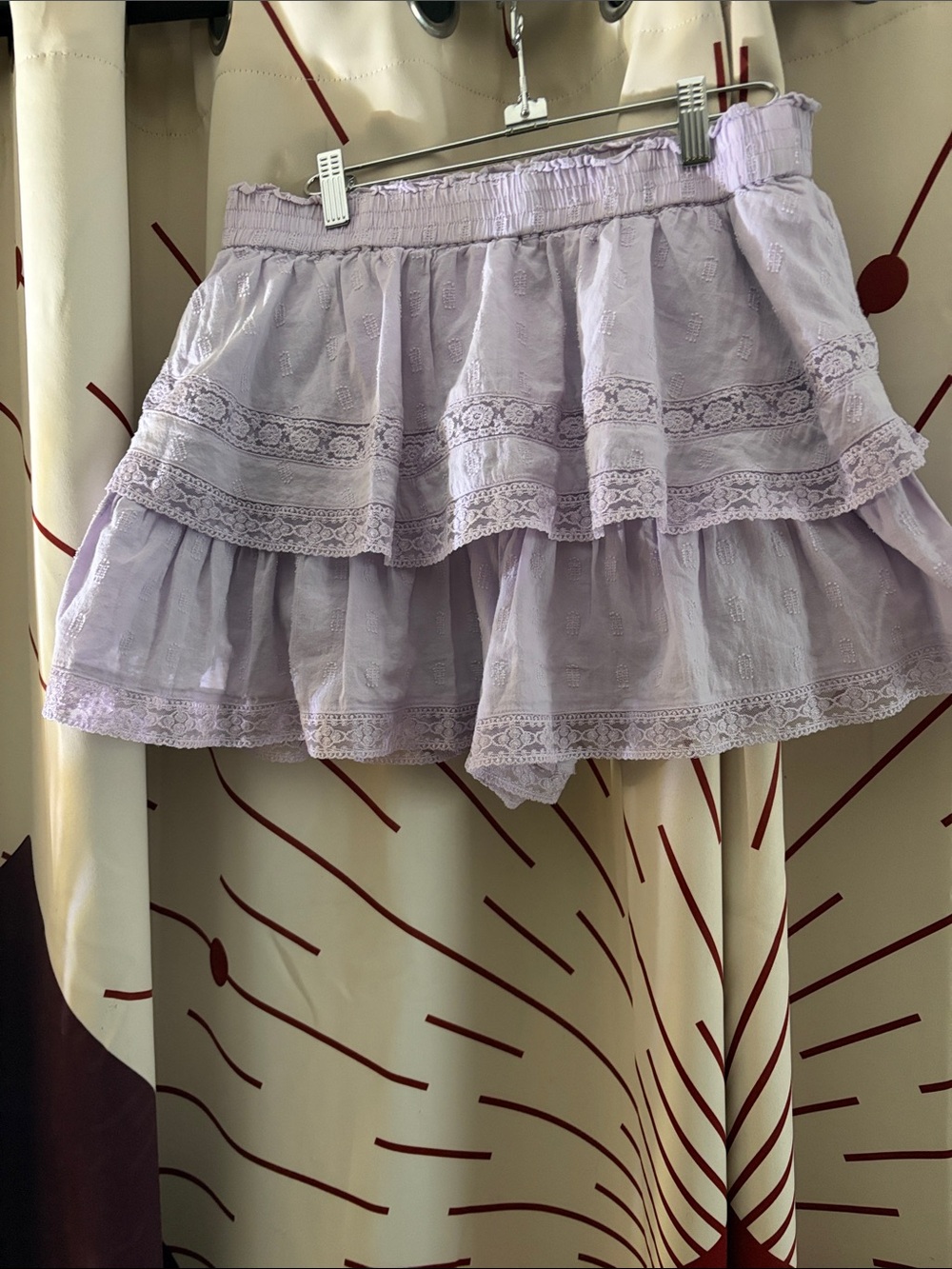 Altar'd State Caroline Ruffle Mini Skort in  Lilac Lace